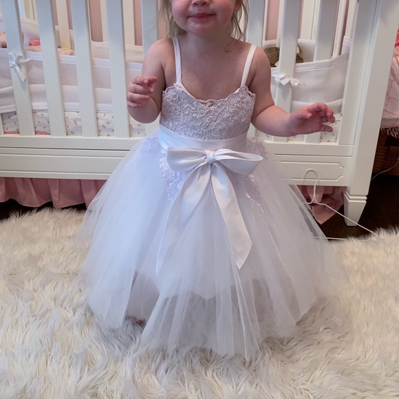 flower girl dress with buttons down back